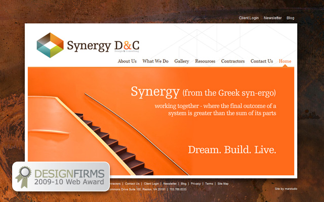 My Chief Marketing Officer Wins 2009-10 DesignFirms Award for Design and Development of Synergy D&C Website
