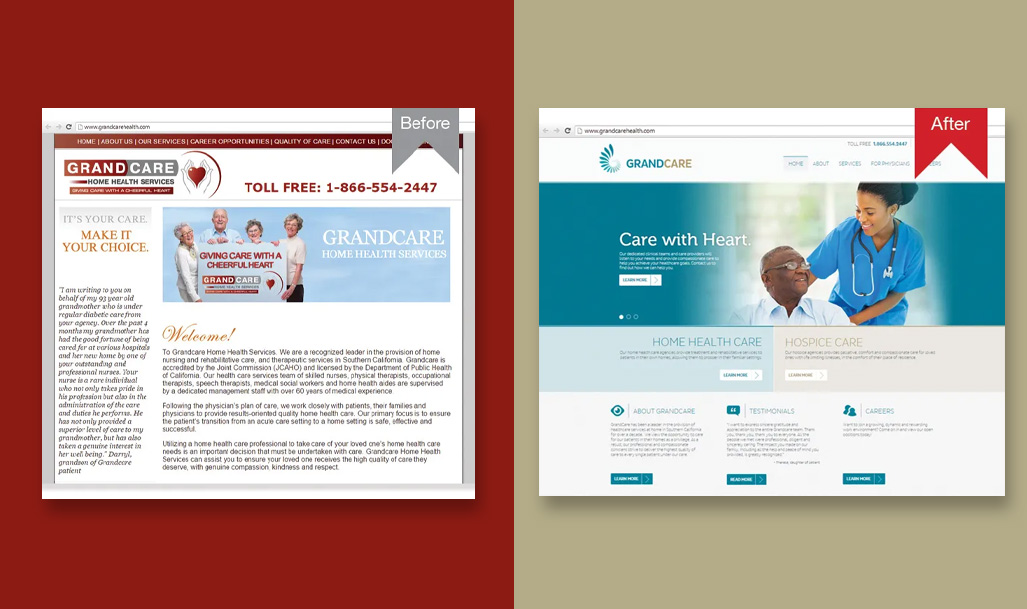 GrandCare Website Before and After
