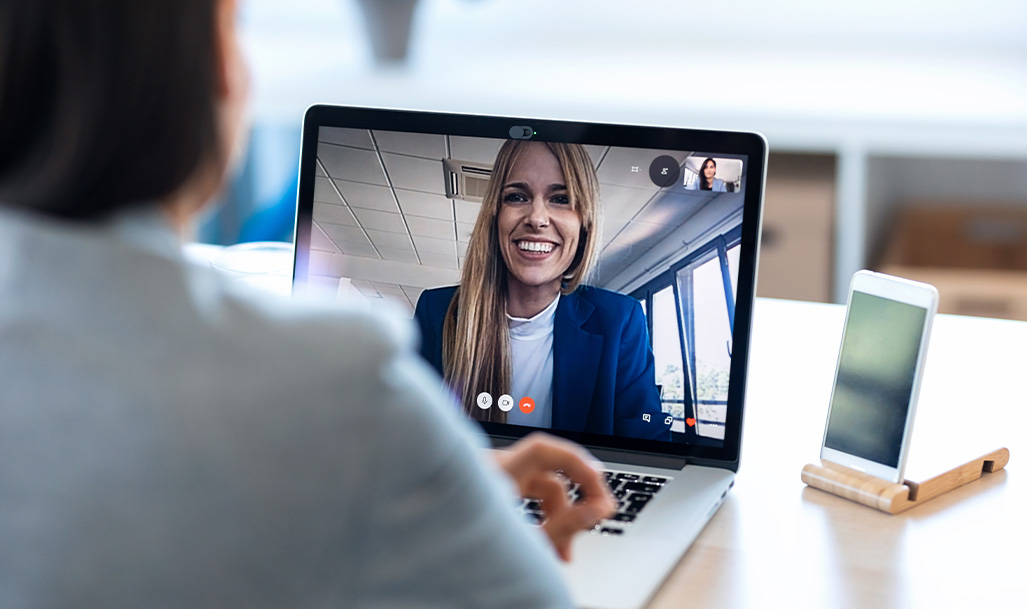 CMO speaking to business owner on video call